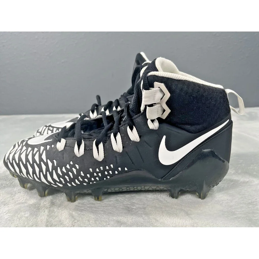 Nike Force Savage Pro Black White Mens 8W Football Cleats Hightop